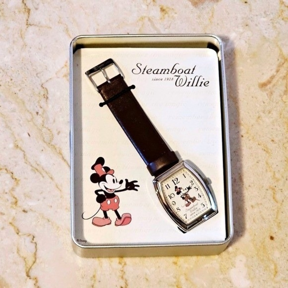 Disney Steamboat Willie Collectible Watch Dark Brown Watchband - Picture 3 of 5